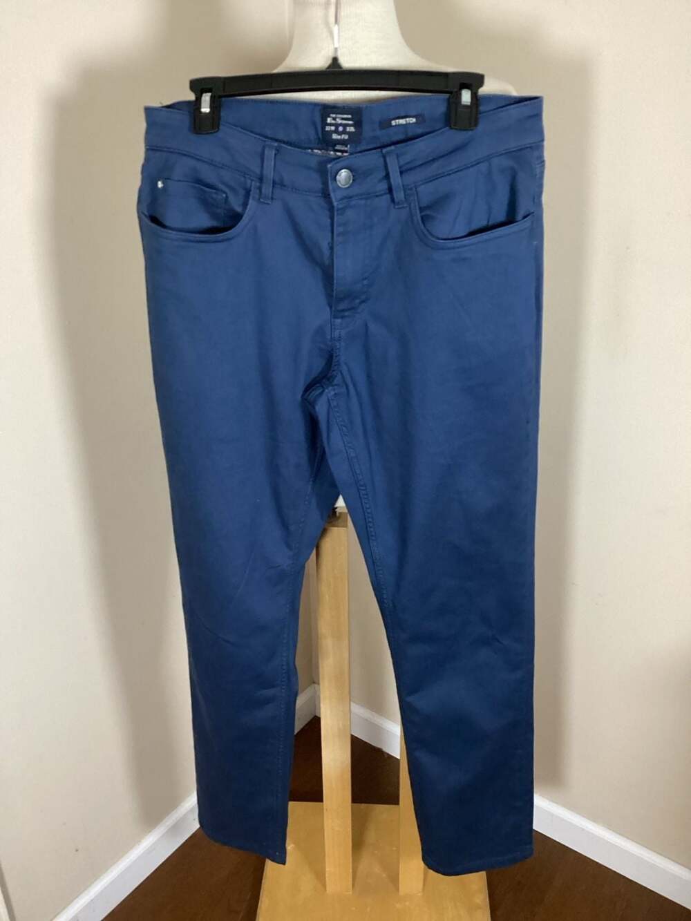 Ben Sherman Men's Stretch Slim Fit Five-Pocket Chino Pants in Blue